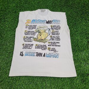 Vintage Funny Beer Shirt Large 21x25 White
